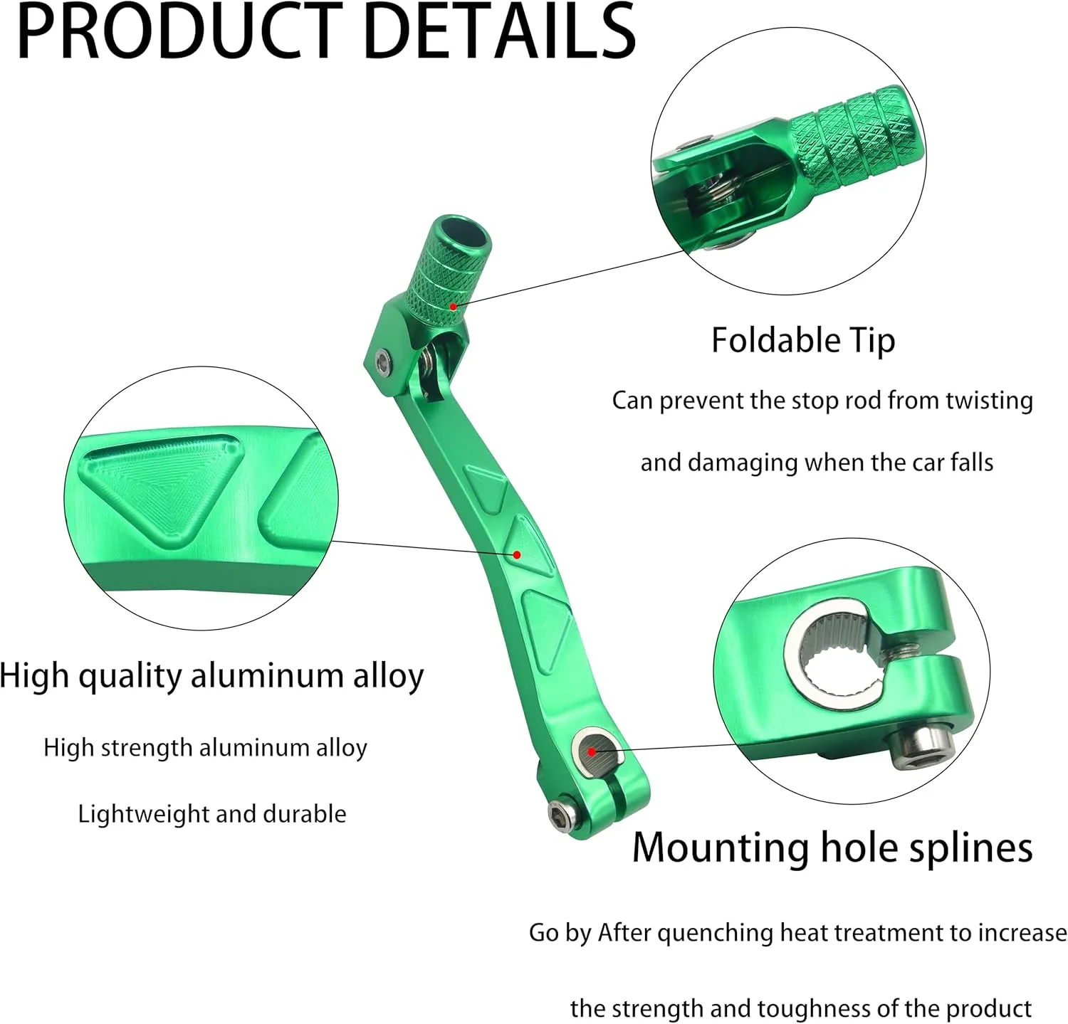 Aluminum Folding Shifter, CNC Metal Gear Shift Lever Universal Rustproof for ATV for Motorcycle for Pit Bikes (Green)
