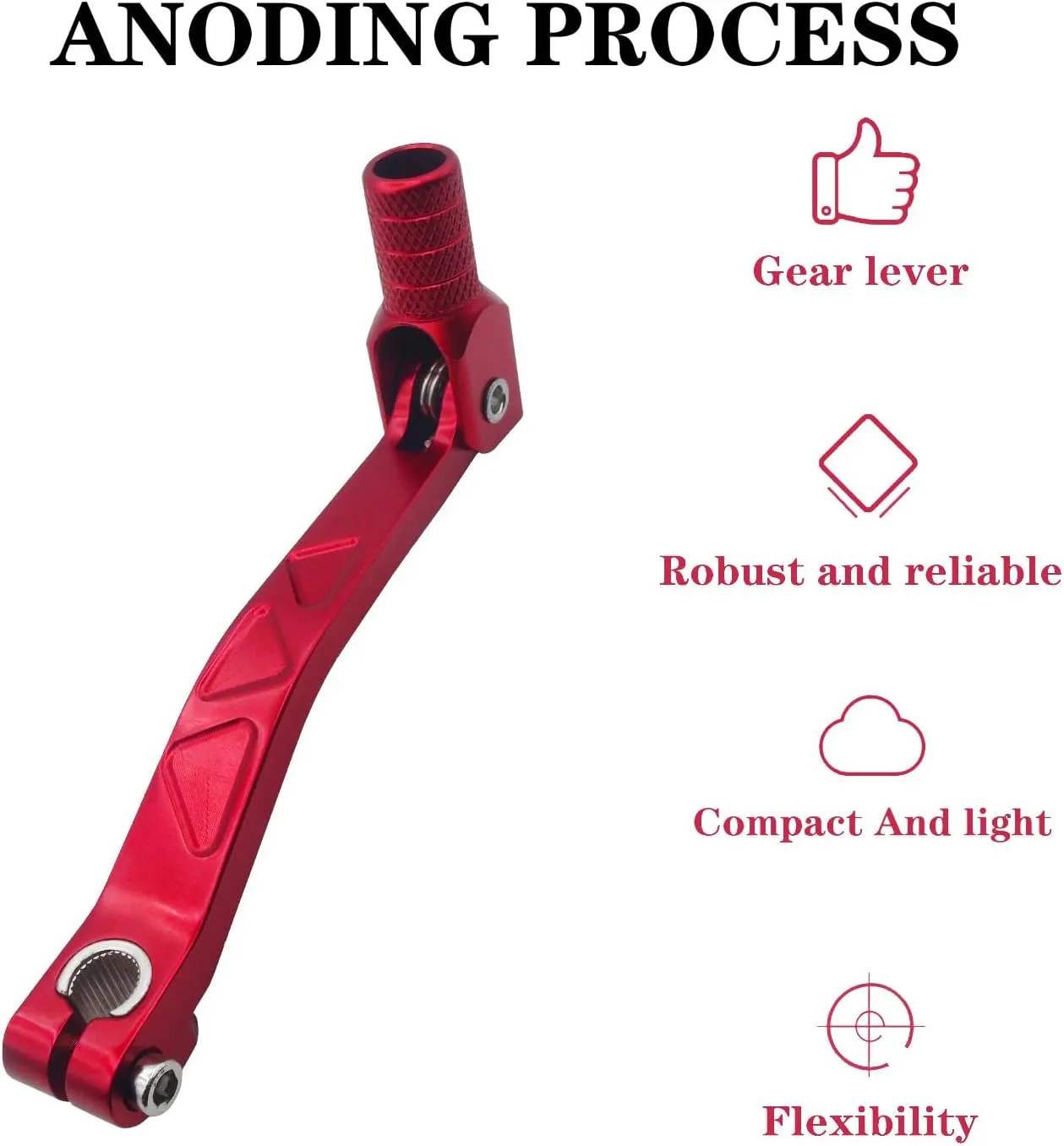 Aluminum Folding Shifter, CNC Metal Gear Shift Lever Universal Rustproof for ATV for Motorcycle for Pit Bikes (Red)