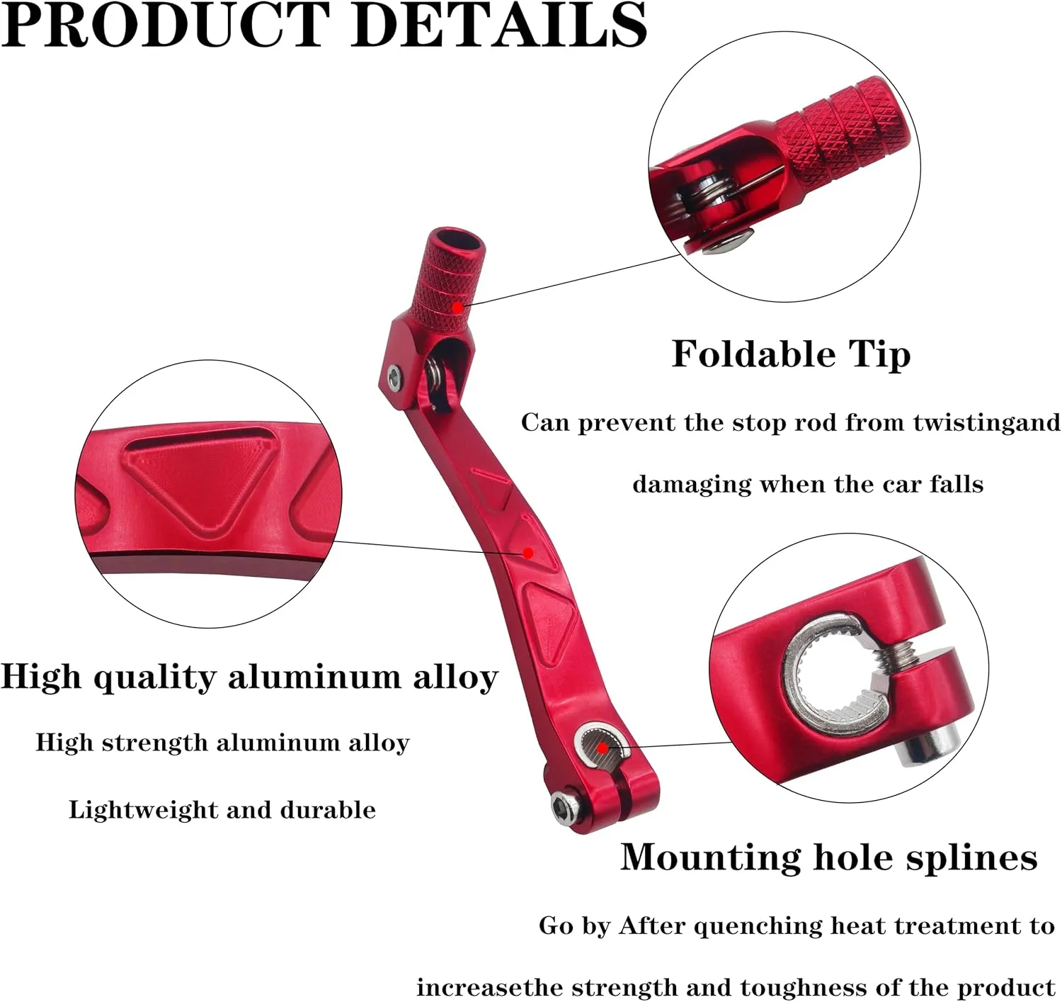 Aluminum Folding Shifter, CNC Metal Gear Shift Lever Universal Rustproof for ATV for Motorcycle for Pit Bikes (Red)