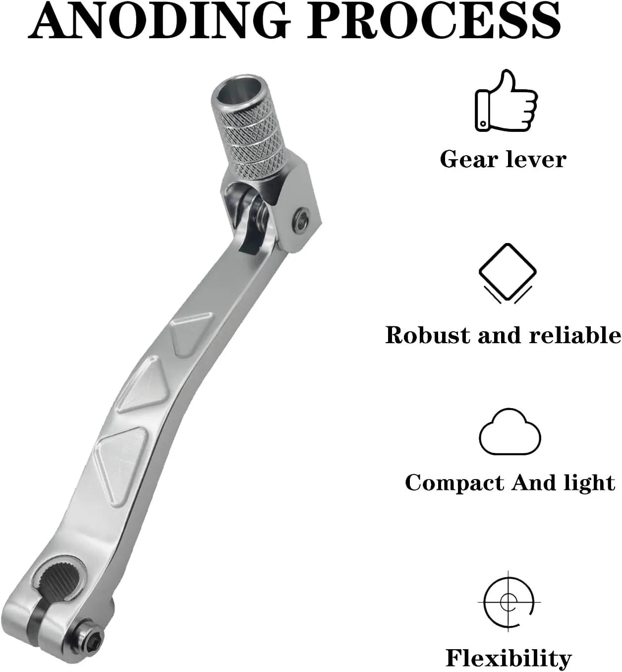 Aluminum Folding Shifter, CNC Metal Gear Shift Lever Universal Rustproof for ATV for Motorcycle for Pit Bikes (Silver)
