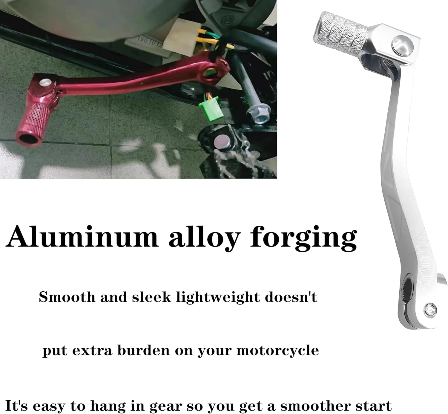 Aluminum Folding Shifter, CNC Metal Gear Shift Lever Universal Rustproof for ATV for Motorcycle for Pit Bikes (Silver)