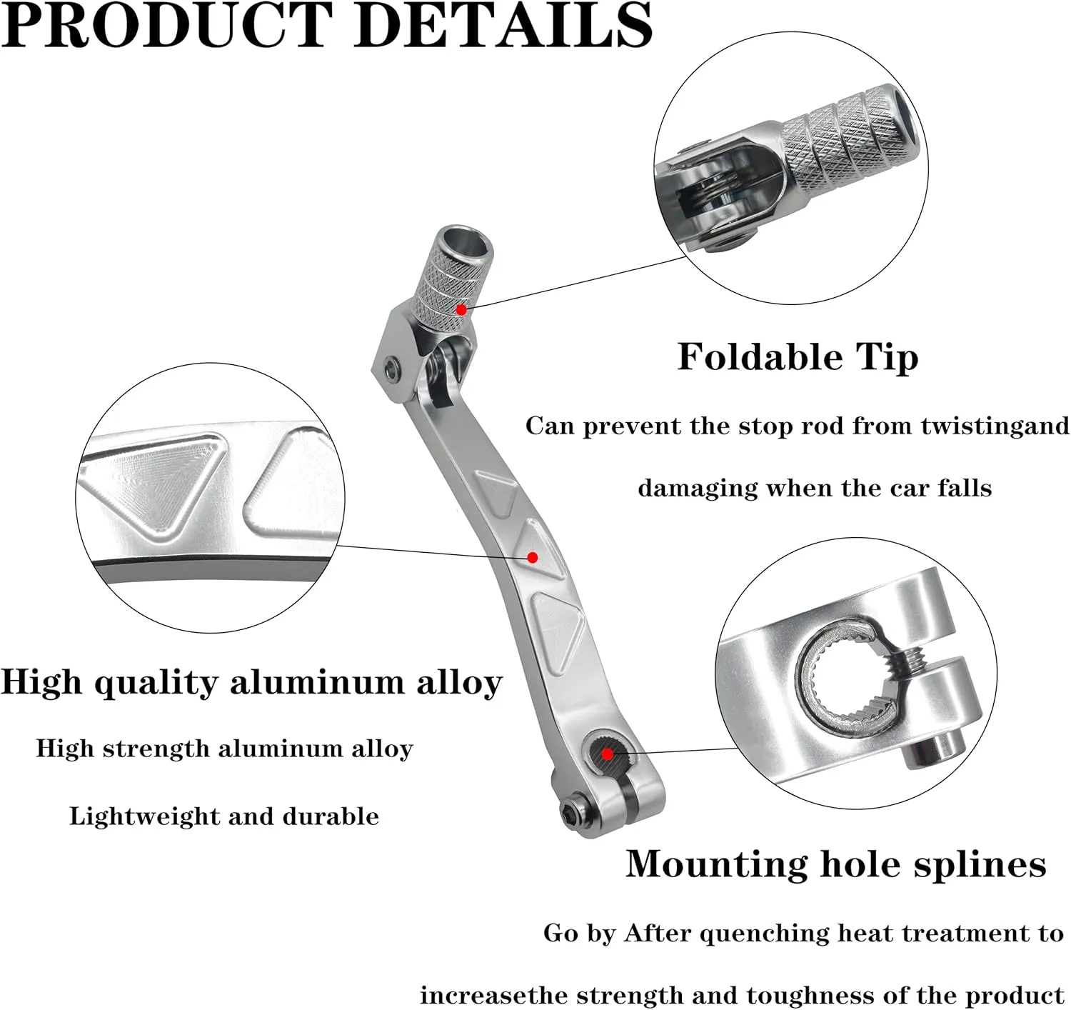Aluminum Folding Shifter, CNC Metal Gear Shift Lever Universal Rustproof for ATV for Motorcycle for Pit Bikes (Silver)