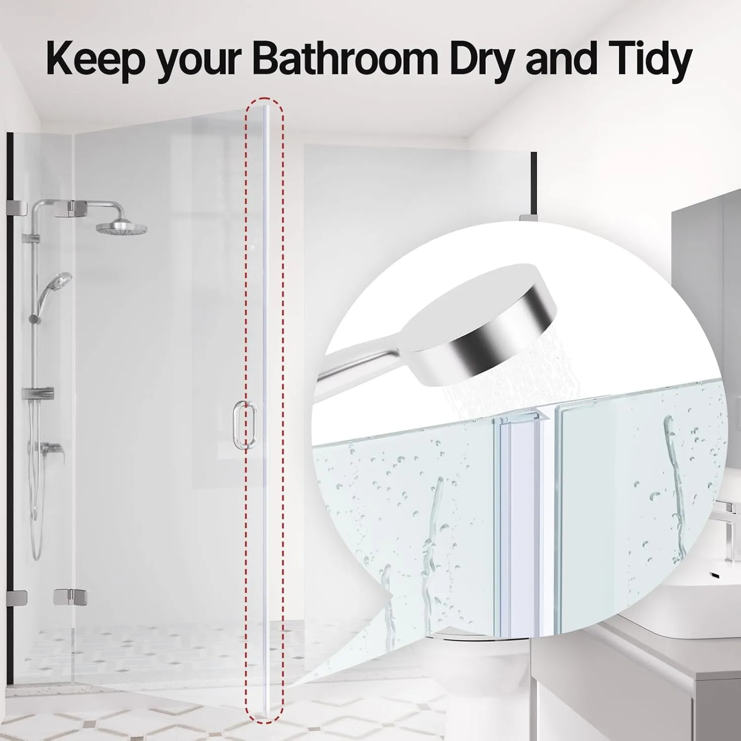 AmazerBath Shower Door Side Seal Strip 78.75 Inches (15.75inches * 5) - 5 Sections Segmented Shower Installation Kit, Frameless Glass Door Seal Strip - Suitable for 1/4 Inch Glass