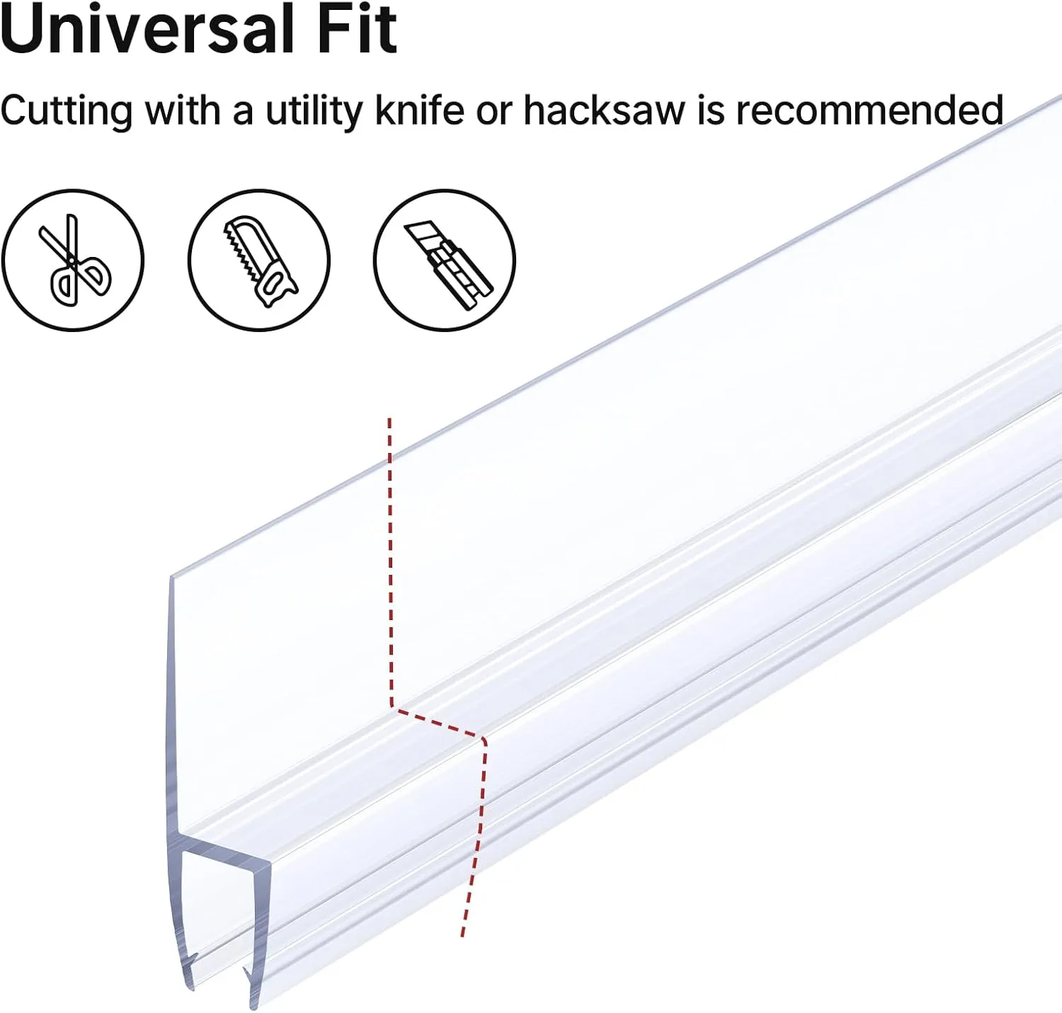 AmazerBath Shower Door Side Seal Strip 78.75 Inches (15.75inches * 5) - 5 Sections Segmented Shower Installation Kit, Frameless Glass Door Seal Strip - Suitable for 1/4 Inch Glass