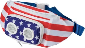 American Flag Fannypack with Speakers. Bluetooth Fanny Pack for Parties/Festivals/Raves/Beach/Boats. Rechargeable, Works with iPhone & Android.