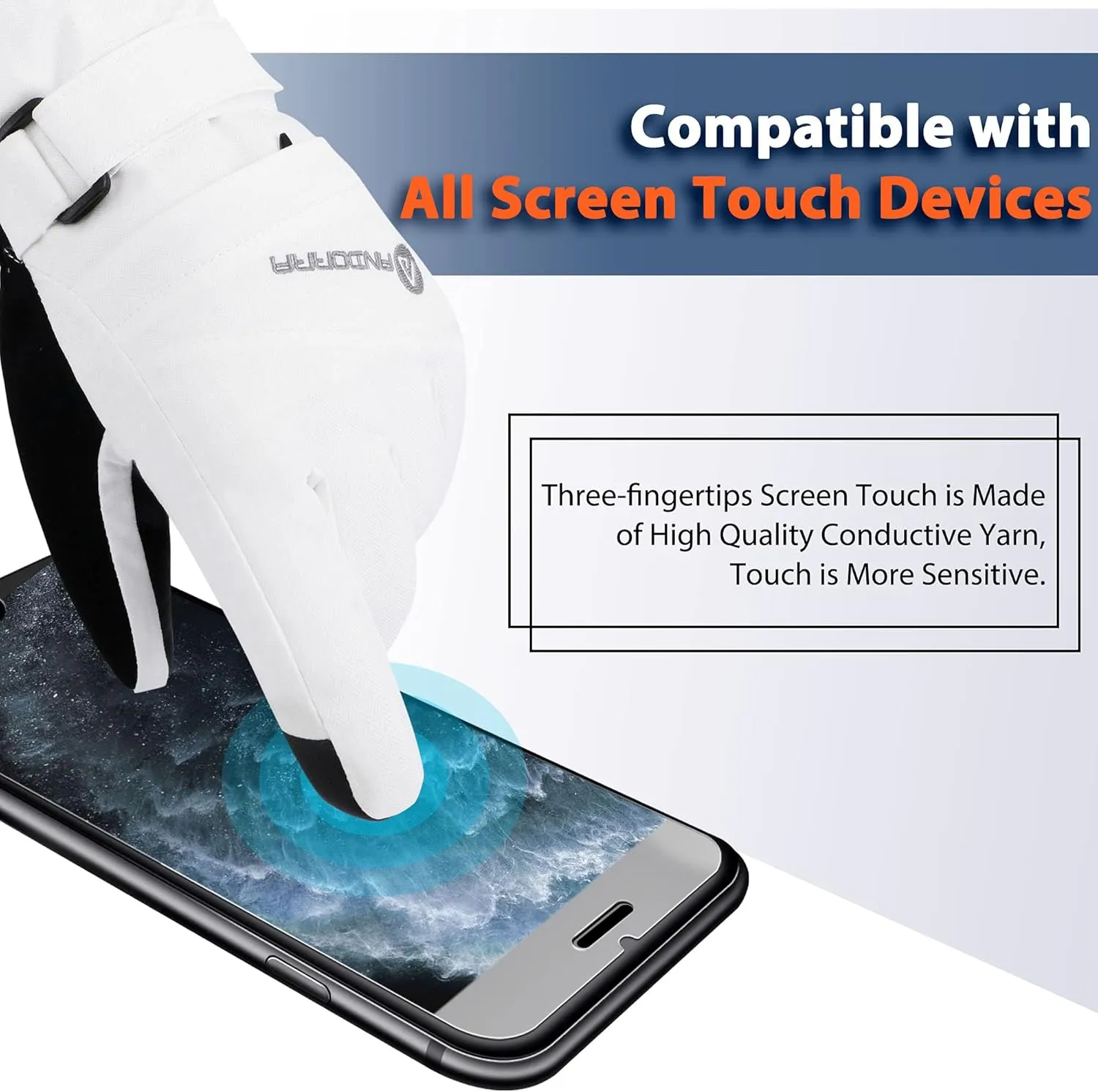 ANDORRA Women's Waterproof Touchscreen Ski Gloves