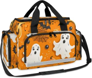 Anti-Scratch Duffle Bag for Travel 25x17.7x11.2 Inch - Waterproof Duffel Bag for Camping Fitness, Durable EMS Gear for First Responders Halloween Bat Pumpkin