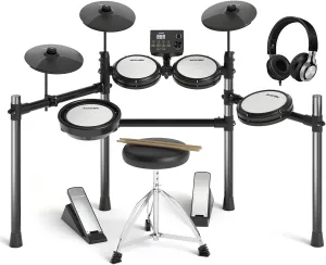 AODSK Electric Drum Set with Quiet Mesh Pads,Electronic Drum for Beginner,USB MIDI,Throne,Headphones,Sticks, Included 15 Kits and 195 Sounds (AED-403-Teenagers Beginners)