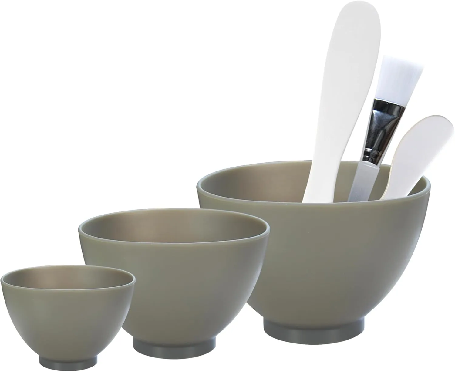 APPEARUS Facial Mask Silicone Mixing Bowl Set – 6-Piece Spa Skincare Kit with 3 Mixing Bowls, Brush & Spatulas – Reusable, Microwave & Dishwasher Safe – Dark Gray