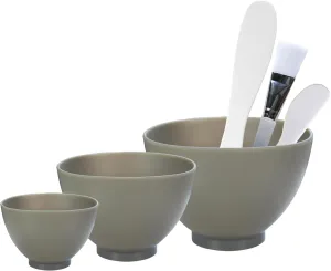 APPEARUS Facial Mask Silicone Mixing Bowl Set – 6-Piece Spa Skincare Kit with 3 Mixing Bowls, Brush & Spatulas – Reusable, Microwave & Dishwasher Safe – Dark Gray