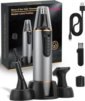 AREYZIN Nose Hair Trimmer for Men 2024 Professional Painless Rechargeable Nose Trimmer for Men and Women, Eyebrow Facial Hair Trimmer, Powerful Motor, IPX7 Waterproof, Dual Edge Blades