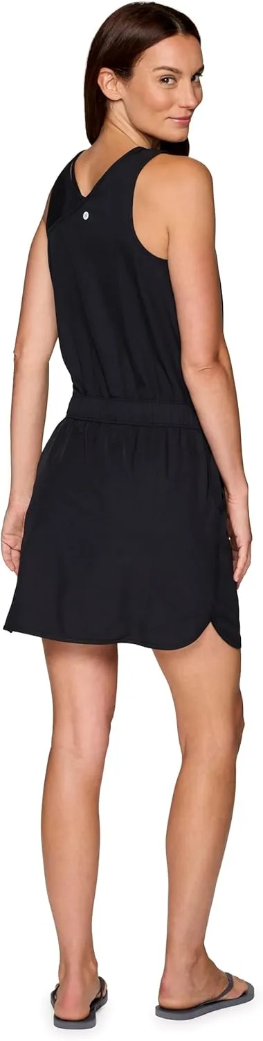 Avalanche Women's Tank Dress, Quick Drying Stretch Woven Hiking Beach Dress Tunic with Drawstring Waistband and Pockets