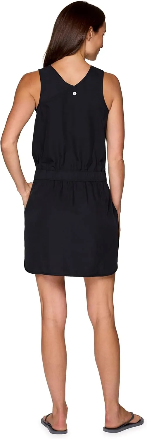 Avalanche Women's Tank Dress, Quick Drying Stretch Woven Hiking Beach Dress Tunic with Drawstring Waistband and Pockets