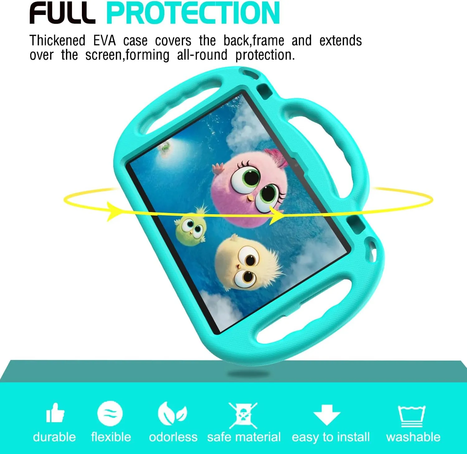 AVAWO Kids Case for Fire HD 10 & HD 10 Plus Latest Model Tablet (13th/11th Generation 2023/2021 Release), with Shoulder Strap, Lightweight Shockproof Handle, Turquoise