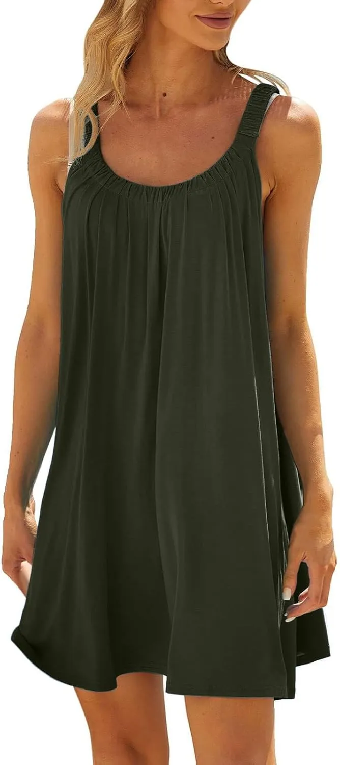 Backless Camisole Mini Dress: Ideal for Transitioning from Beach to Boardwalk, A Solid Color Stretchy Swim Cover Up