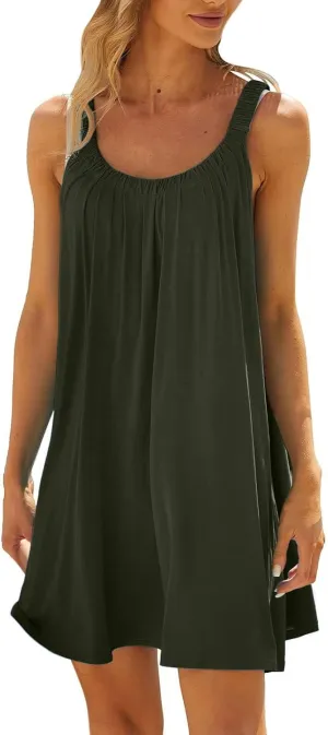 Backless Camisole Mini Dress: Ideal for Transitioning from Beach to Boardwalk, A Solid Color Stretchy Swim Cover Up