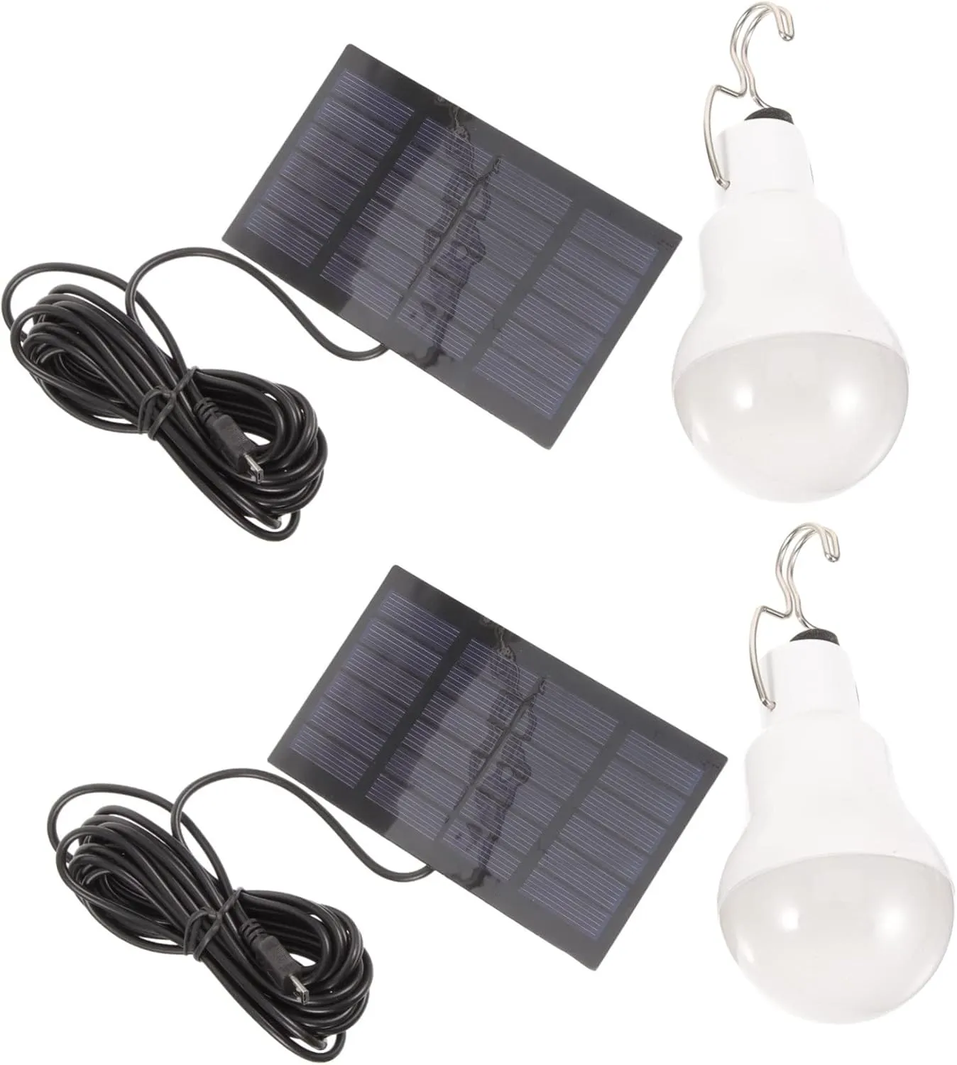 Balacoo 2pcs Solar Powered Camping Light Rechargeable Solar Light Bulbs for Indoor Outdoor Use for Garden Patio Hiking Fishing and Emergency Situations