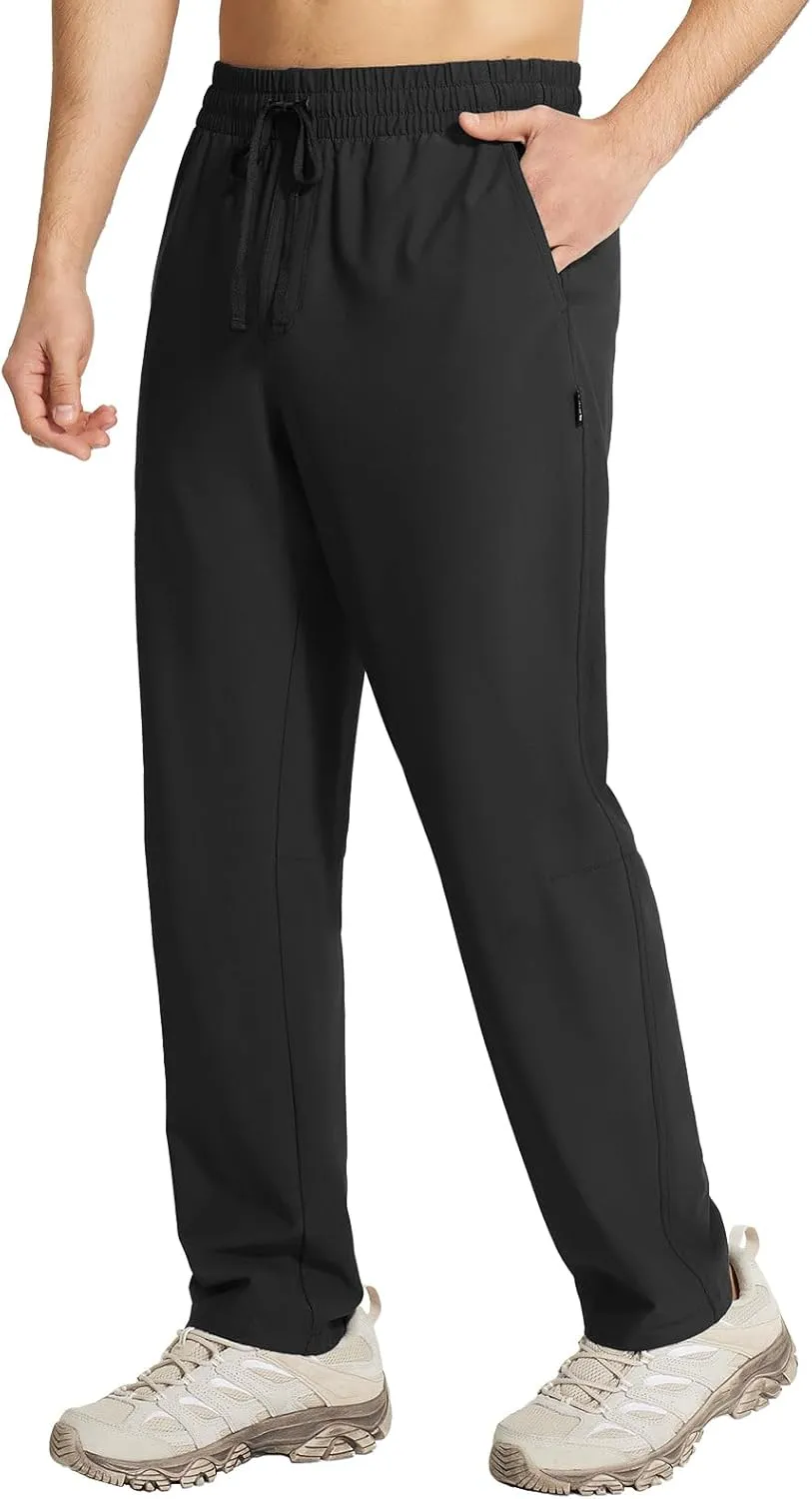 baleaf Men's Hiking Pants Quick Dry Water Resistant Lightweight Elastic Waist Outdoor Cargo Sweatpants with Zip Pockets