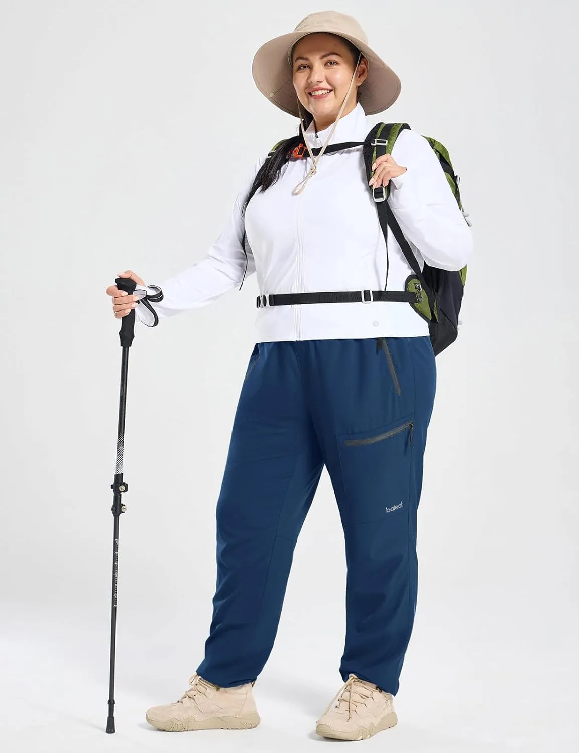 baleaf Plus Size Pants for Women Hiking Cargo Water Resistant UPF 50  Cargo Joggers Zipper Pockets