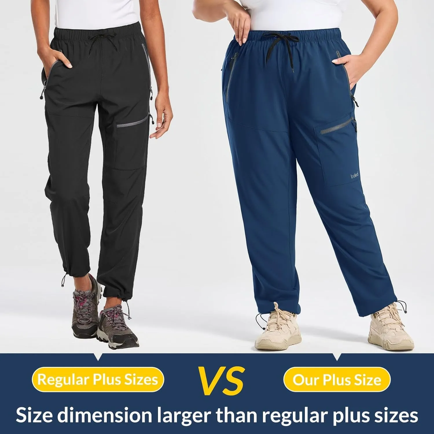 baleaf Plus Size Pants for Women Hiking Cargo Water Resistant UPF 50  Cargo Joggers Zipper Pockets