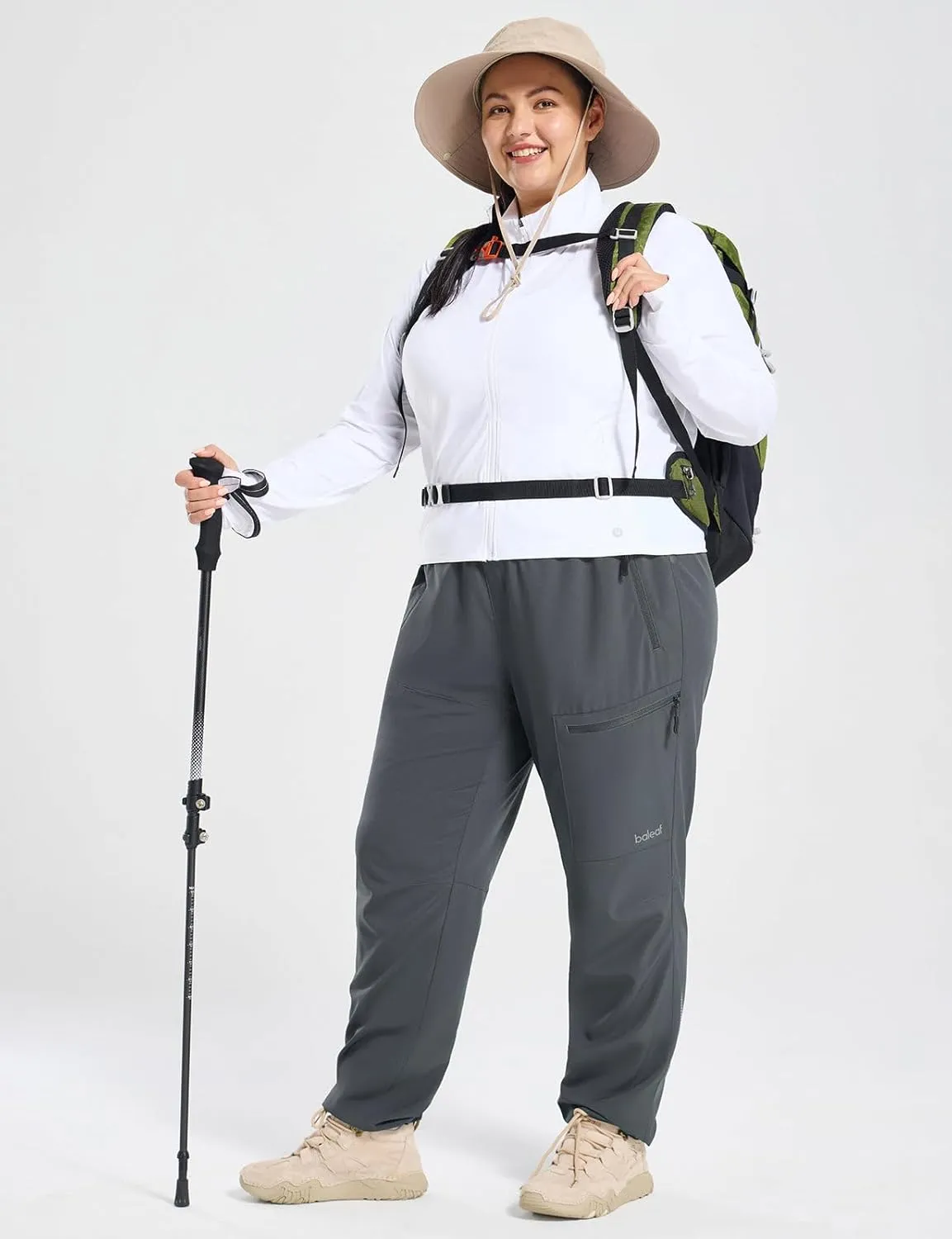 baleaf Plus Size Pants for Women Hiking Cargo Water Resistant UPF 50  Cargo Joggers Zipper Pockets