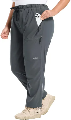 baleaf Plus Size Pants for Women Hiking Cargo Water Resistant UPF 50  Cargo Joggers Zipper Pockets