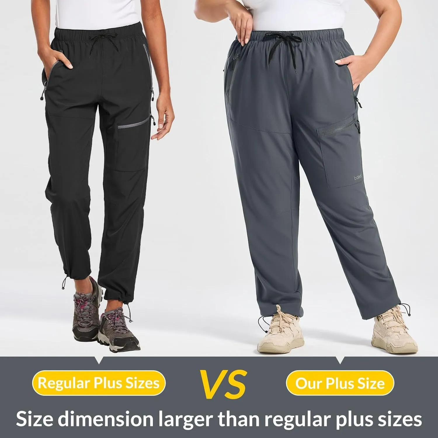 baleaf Plus Size Pants for Women Hiking Cargo Water Resistant UPF 50  Cargo Joggers Zipper Pockets