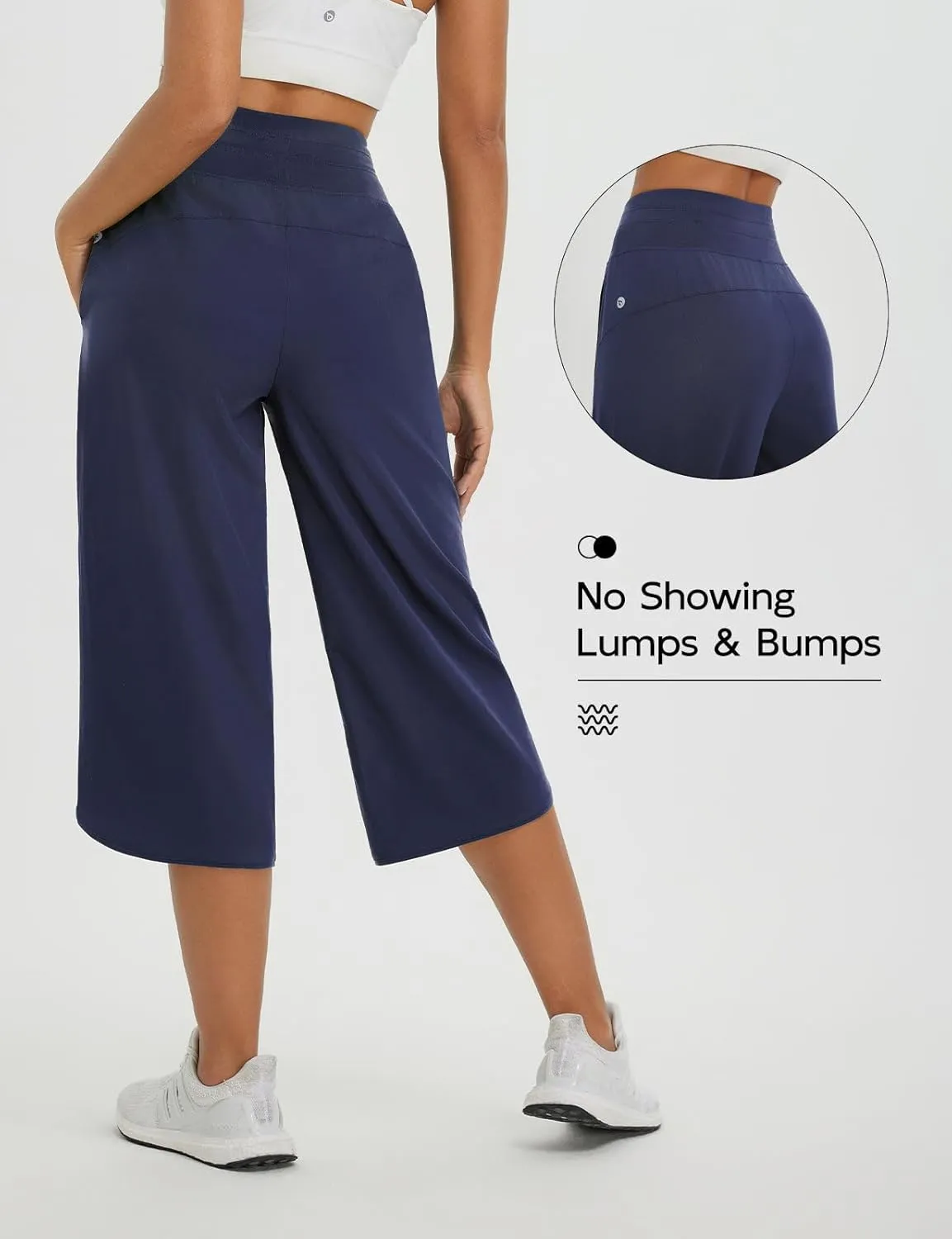baleaf Women's Capri Pants Wide Leg Athletic Yoga Capris with Pockets Quick Dry Hiking Pants Loose Lounge Summer UPF 50 
