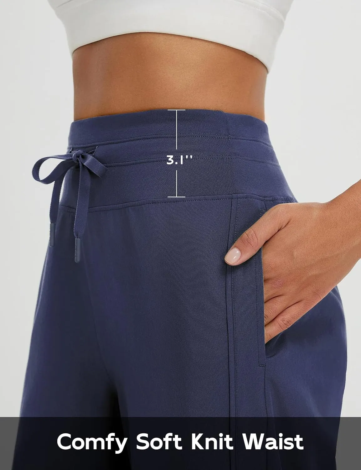 baleaf Women's Capri Pants Wide Leg Athletic Yoga Capris with Pockets Quick Dry Hiking Pants Loose Lounge Summer UPF 50 