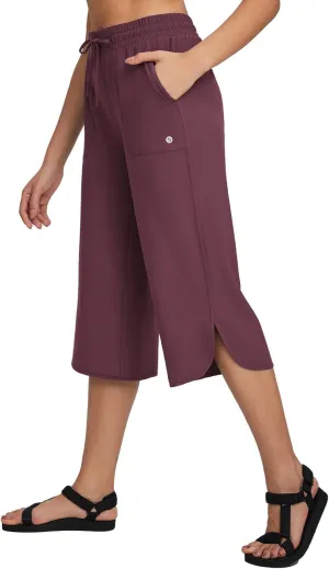 baleaf Women's Capri Pants Wide Leg Plus Size UPF50  Lightweight Quick Dry Pants Casual Loose Sweatpants Hiking Walking