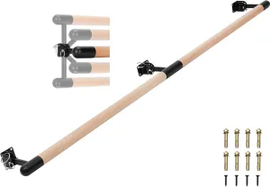 Ballet Barre Wall Mounted, Adjustable Wood Ballet Bar, 6ft Ballet Barre for 2 people, Traditional Wooden Ballet Barre System for Home Barre Workout Equipment, Height Adjustable, for Kids and Adults
