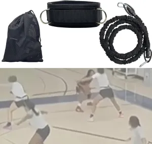 Basketball Defense & Agility Training Equipment 3-Piece Set - Black | Resistance Band Belt Kit for Men-to-Men Defense Drills, Team Footwork, Speed & Zonal Defense Practice