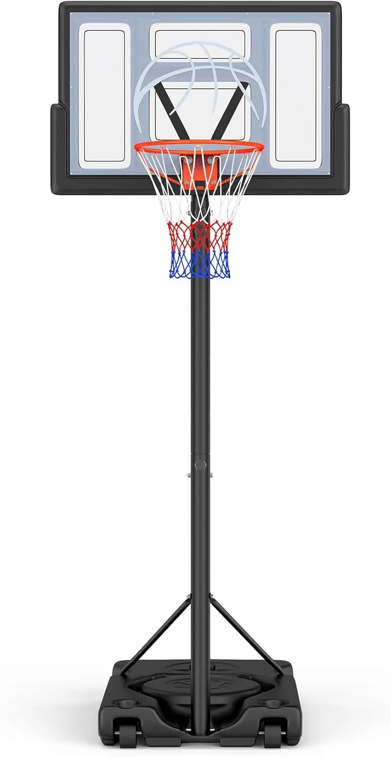 Basketball Hoop Outdoor 10ft Adjustable, Portable Basketball Hoop Goal System for Kids Youth and Adults in Backyard/Driveway/Indoor, 44 Inch Shatterproof Backboard and Larger Base