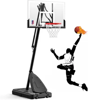 Basketball Hoop Outdoor 7.5-10ft Adjustable, Portable Basketball Goal System for Kids, Teens & Adults in Backyard/Indoor/Driveway, with 54 Inch Shatterproof Backboard