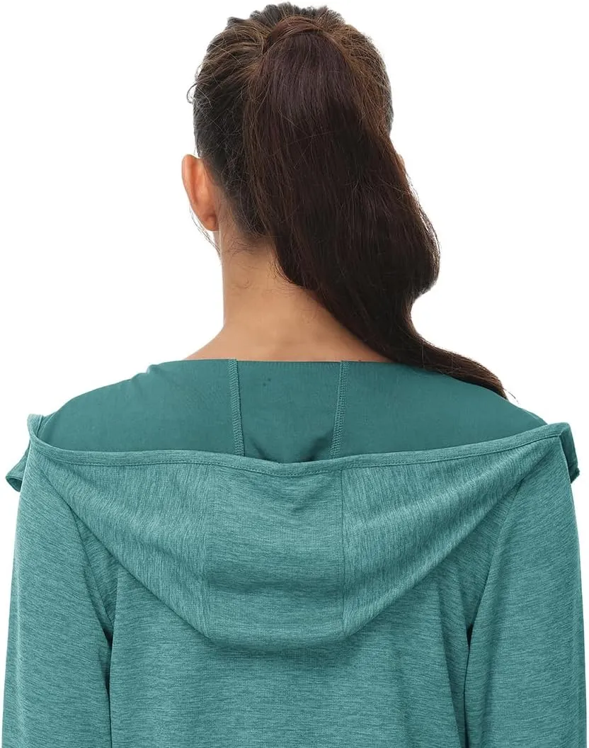 BASUDAM Women's Hiking Shirts Lightweight UPF 50  Sun Protection Open Zippered Outdoor Hoodie Jackets