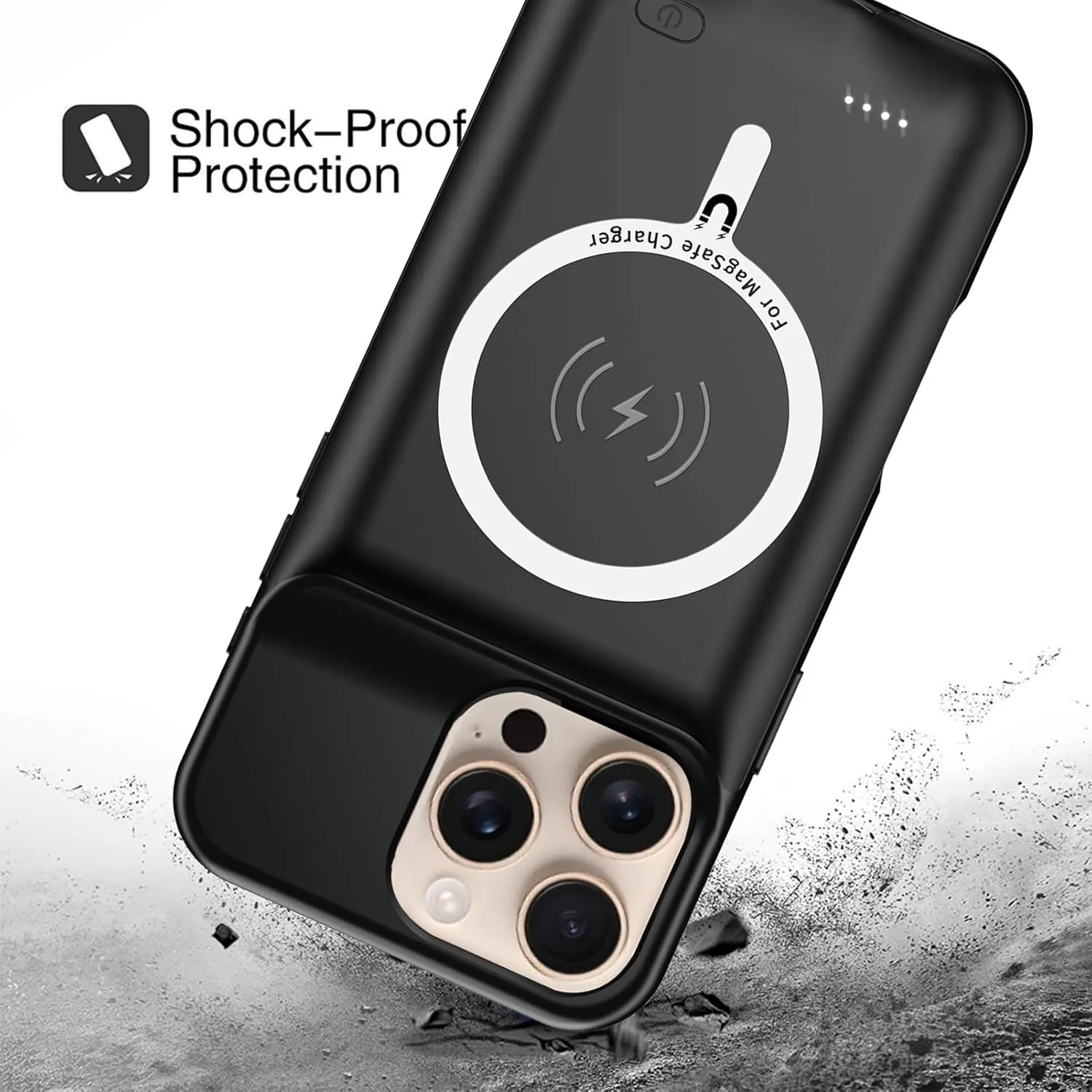Battery Case for iPhone 16 Pro, 10000mAh Battery Pack Rechargeable Charger Case Support Carplay with Wireless Charging Compatible for iPhone 16 Pro (6.3 inch) External Battery Charging Case (Black)