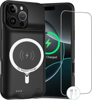Battery Case for iPhone 16 Pro, 2024 New 10000mAh Rechargeable Portable Charging Case with Wireless Charging Compatible for iPhone 16 Pro (6.3 inch) with Carplay Battery Pack Charger Case (Black)