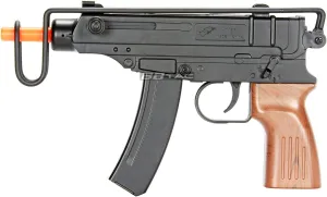 BBTac M37F Airsoft SMG – Skorpion VZ-61 Spring Powered Airsoft Pistol with 200 FPS, Over-Folding Wire Stock, Faux Wood Grip – Tactical Airsoft Gun for Indoor Outdoor Play