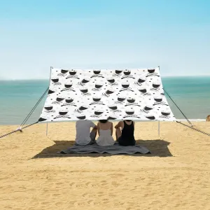 Beach Shade Tent with UPF50  UV Protection,Bows Ribbons Hearts Glass Lightweight Camping Sun Shelter for Outdoor,Camping Trips, Fishing, Backyard,Picnics,Easy Set Up and Carry 9x10.5 FT