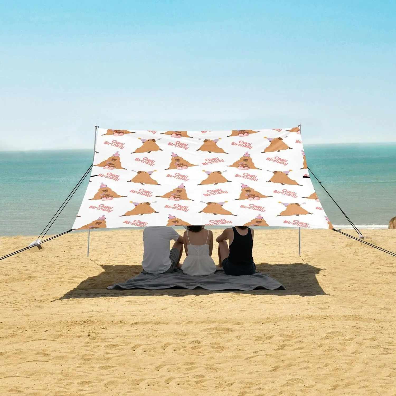 Beach Shade Tent with UPF50  UV Protection,Capybaras Birthday Party Lightweight Camping Sun Shelter for Outdoor,Camping Trips, Fishing, Backyard,Picnics,Easy Set Up and Carry 9x10.5 FT