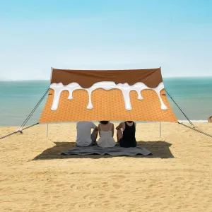 Beach Shade Tent with UPF50  UV Protection,Ice Cream Waffle Cone Lightweight Camping Sun Shelter for Outdoor,Camping Trips, Fishing, Backyard,Picnics,Easy Set Up and Carry 9x10.5 FT