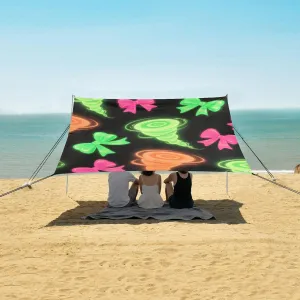 Beach Shade Tent with UPF50  UV Protection,Pink and Green Bows Tornado Lightweight Camping Sun Shelter for Outdoor,Camping Trips, Fishing, Backyard,Picnics,Easy Set Up and Carry 9x10.5 FT