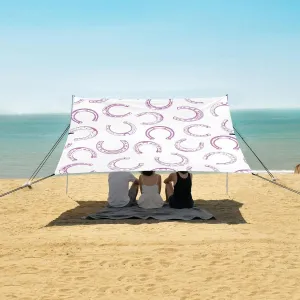 Beach Shade Tent with UPF50  UV Protection,Pink Horseshoe Pattern Lightweight Camping Sun Shelter for Outdoor,Camping Trips, Fishing, Backyard,Picnics,Easy Set Up and Carry 9x10.5 FT