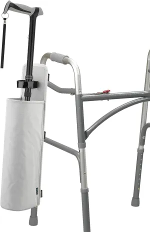 Beautyflier Walking Cane or Stick Holder, Removable Cane Hanging Bag for Wheelchair, Walker, Mobility Scooters, Walking Stick Organizer with Adjustable Hook and Loop, Holder Only (Gray)