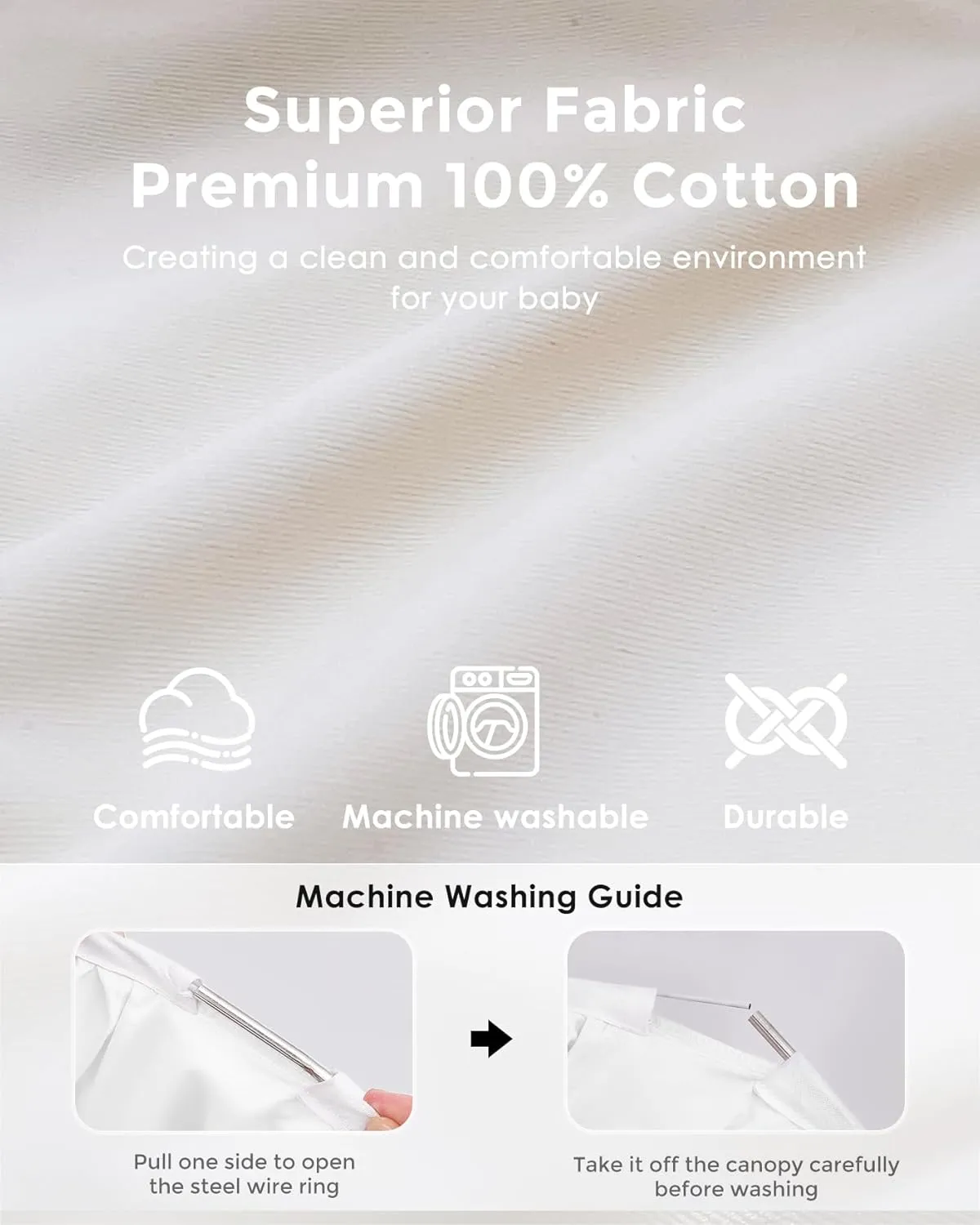 Bed Canopy with Star Lights, Double Layer Canopy for Bed, Princess Play Tent for Girls Room, Breathable Canopy Bed Curtain for Children Reading Nook, Machine Washable Canopy, 25.6''x106'', White