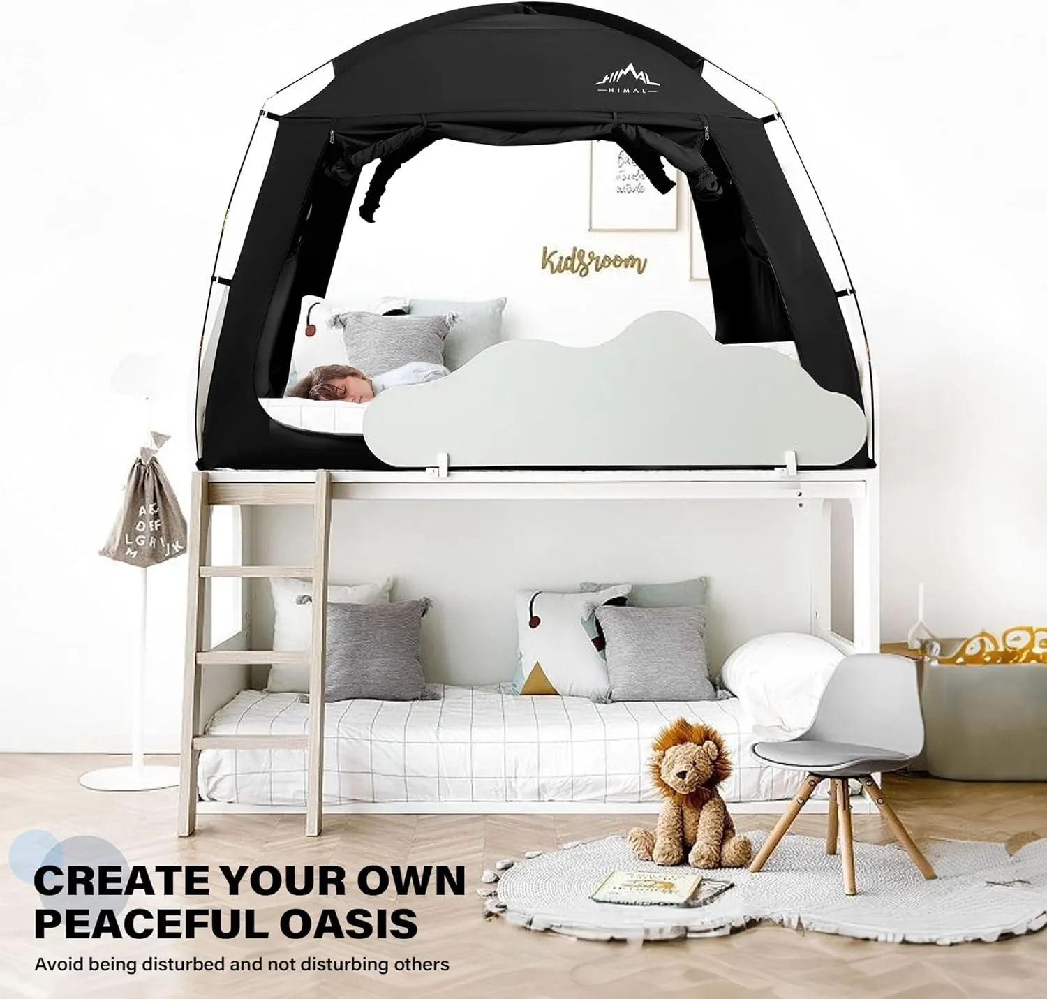Bed Tent for Adult and Kids,Indoor Portable Light Reducing Twin Size Canopy Tents Breathable Lightweight Private Space for Bed(Black)