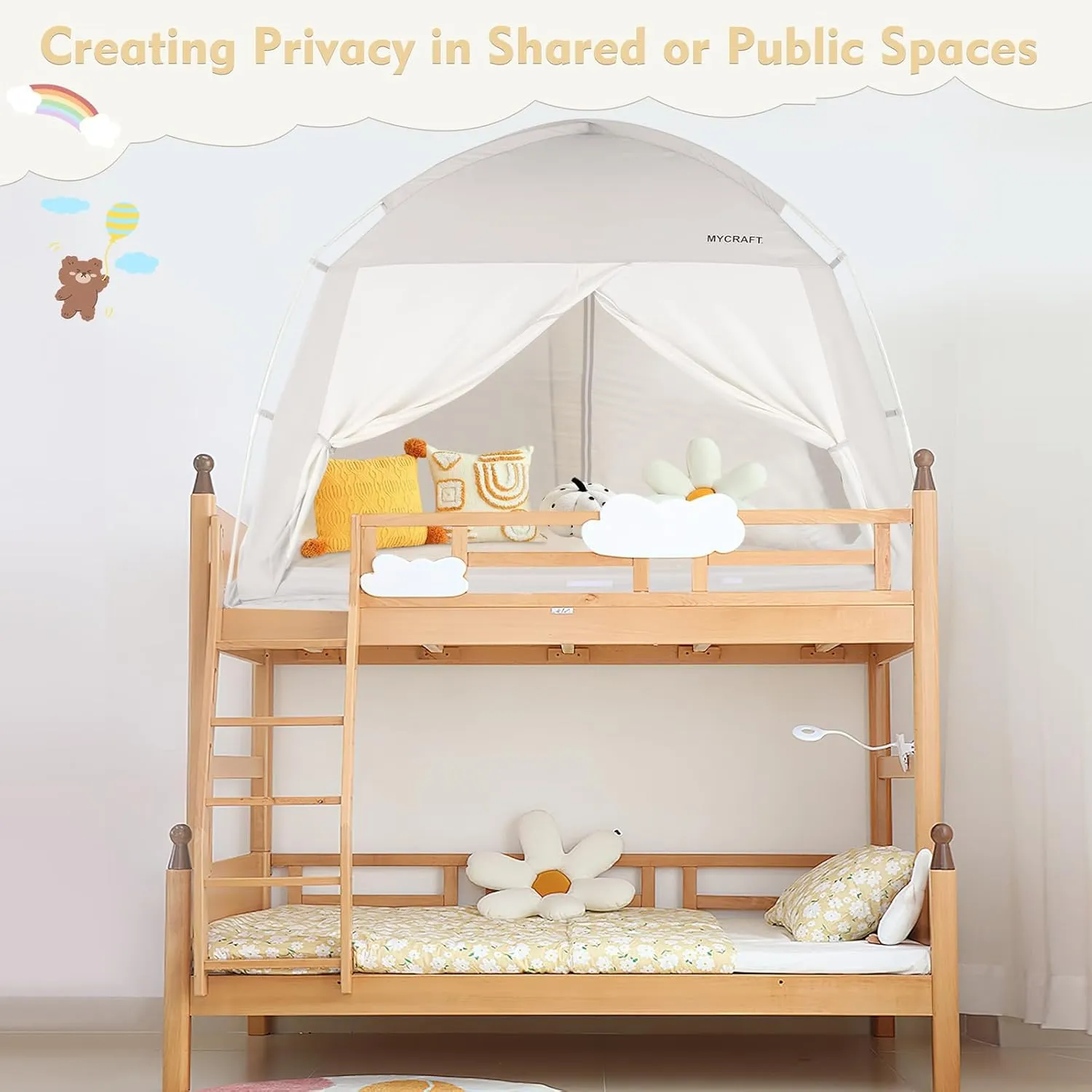 Bed Tents Canopy Bed–Privacy Dream Tent for Cozy Indoor Sleeping, Light-Reducing,and Breathable, with 4 Doors Floor Tent Bed–Available in Twin, Full, and Queen Sizes