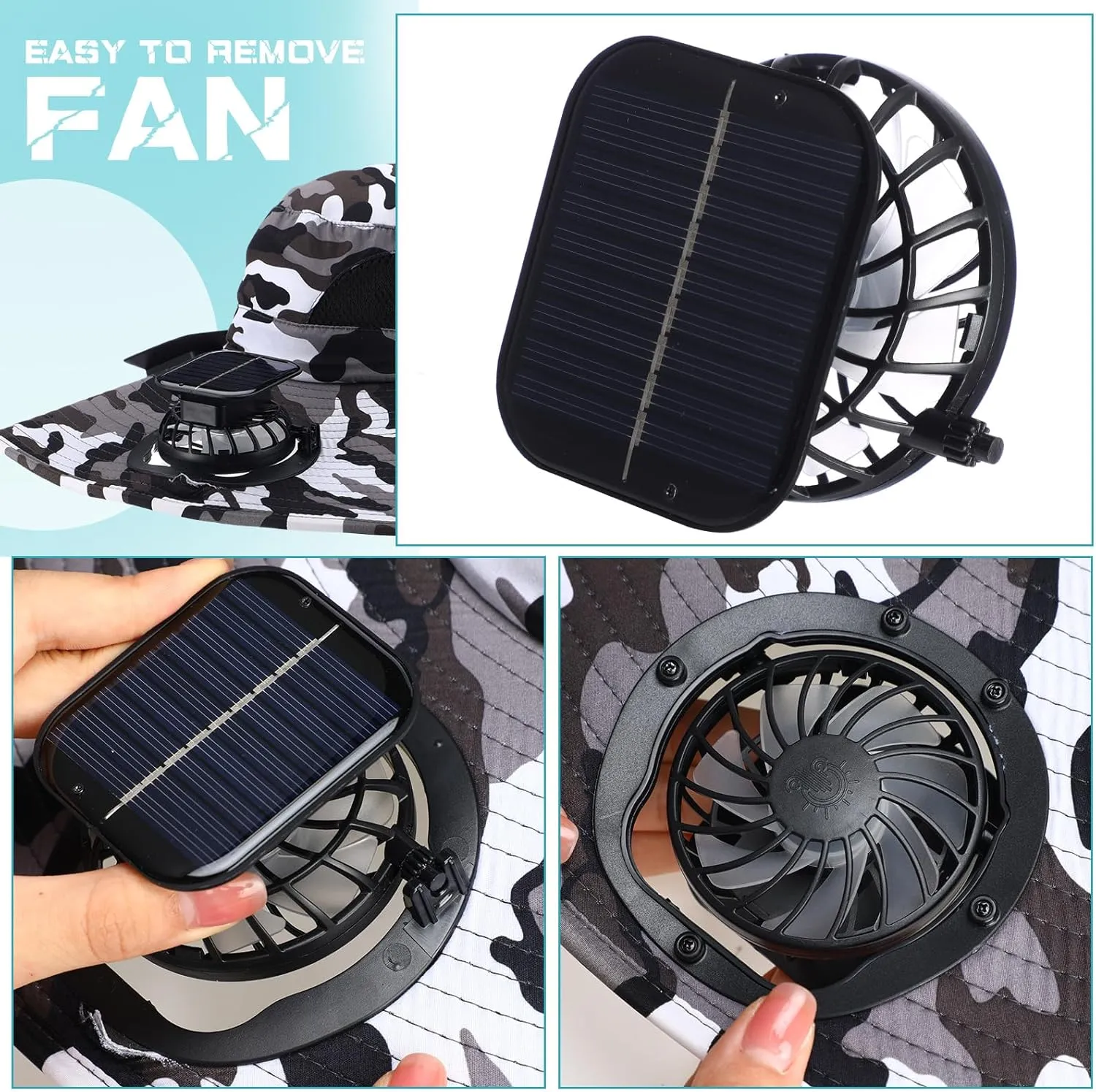 Berlune Men Sun Hat with 2 Solar Fan Fishing Wide Brim Sun Hat for Outdoor Summer Camping Beach, USB & Solar Powered