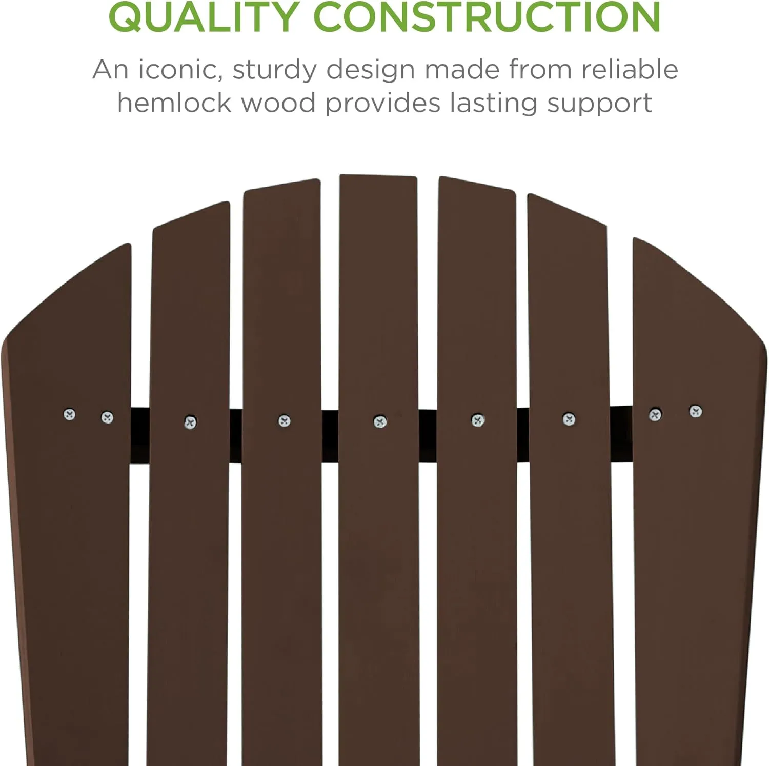 Best Choice Products Folding Adirondack Chair Outdoor Wooden Accent Furniture Fire Pit Lounge Chairs for Yard, Garden, Patio w/ 350lb Weight Capacity - Brown