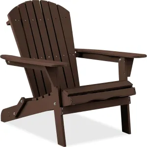 Best Choice Products Folding Adirondack Chair Outdoor Wooden Accent Furniture Fire Pit Lounge Chairs for Yard, Garden, Patio w/ 350lb Weight Capacity - Brown